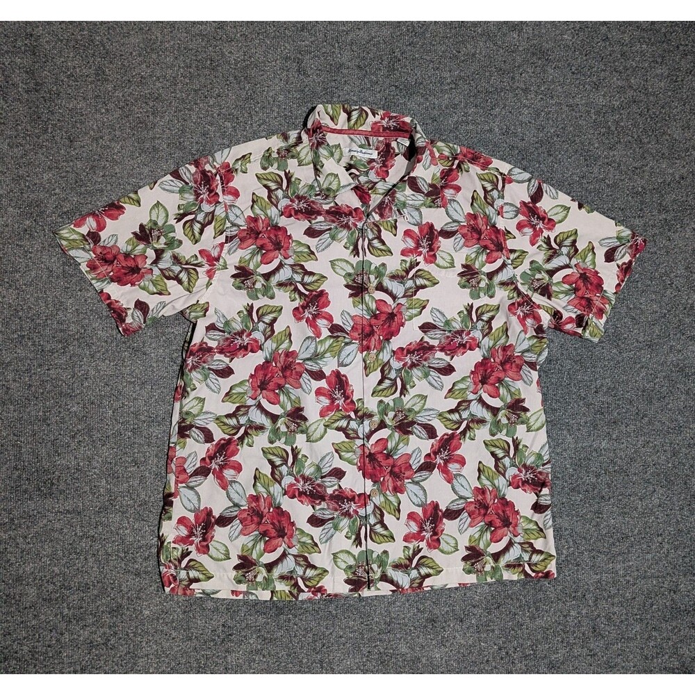 Tommy Bahama Hawaiian Shirt Mens XL Silk Blend Floral